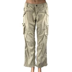 J.Crew Women's Beige Mid Rise Wide Leg Twill Khaki Chino Cargo Trousers Pants 4